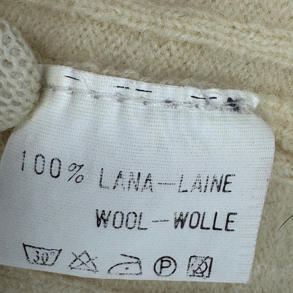 Pomo Doro Womens Cream Ribbed Cardigan Button Pearl Beaded Size M Wool Country - Picture 3 of 7